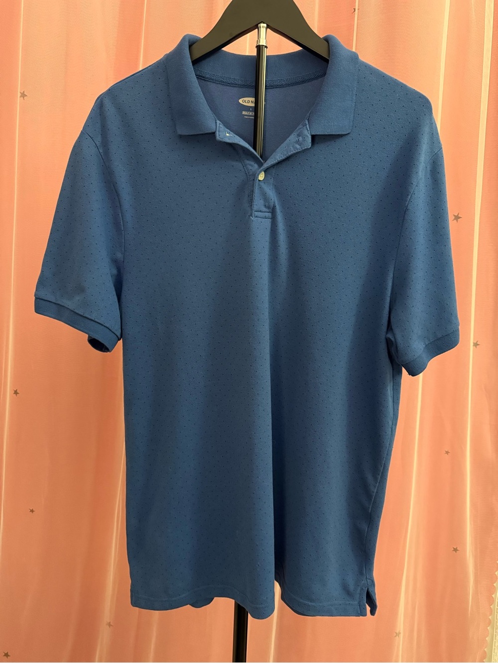 Royal Blue Polo with Polkadot Micro-Print Men’s Size L
